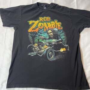 Rob Zombie Hell Bound Dragula Car T Shirt Cartoon Black Tee Rock Metal